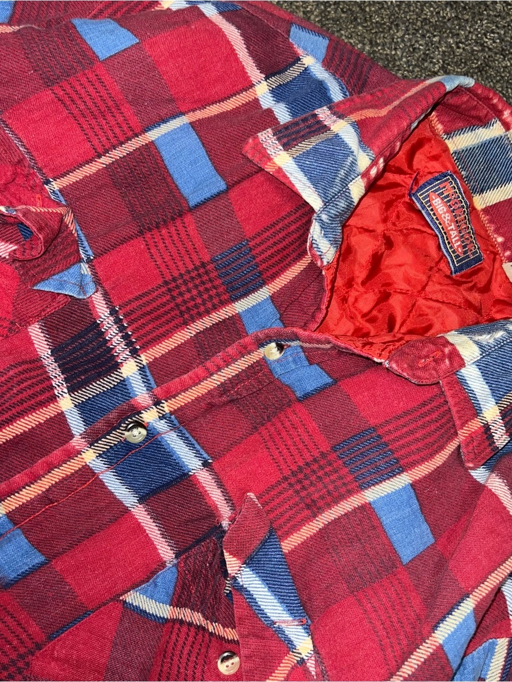 Vintage 80’s Mcgregor Plaid Quilted Lined Button Up Shirt Men’s Size Large Tall